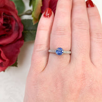 14k White Gold 1.15 Carat Genuine Natural Sapphire and Diamond Ring (#J7178)
