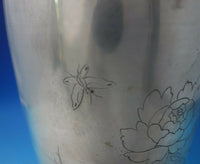 Japanese .950 Silver Vase Bright-Cut with Chrysanthemum Butterfly (#5708)