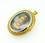 18k Hand Painted Genuine Natural Diamond Portrait Pin Pendant (#J5014)