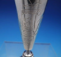 Russian .875 Silver Cordial Cup Engraved with Cattails Flowers Wheat (#4332)