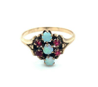 10k Yellow Gold Victorian Opal and Ruby/Paste Ring (#J4928)
