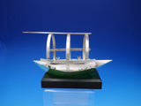 Italian Sterling 800 Silver Figurine Model of Boat on Green Lucite Base (#4318)