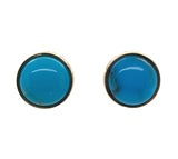 14k Gold 6.86 Carat TW Ithaca Peak Blue Genuine Turquoise Stud Earrings (#J7138)