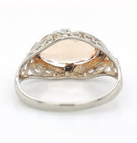 14k White Gold Filigree 2 Carat Precious Genuine Natural Topaz Ring (#J7209)