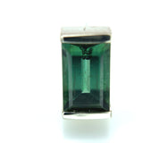 14k White Gold Teal Green Genuine Natural Tourmaline Stud Earrings (#J6323)