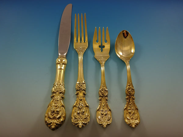 Francis I by Reed and Barton Sterling Silver Flatware Service 12 Set Gold 48 Pcs