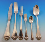 Waterlily Aakande by Hans Hansen Danish Silver Flatware Set Service 48 Pcs