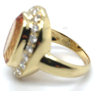 18k Yellow Gold Precious Imperial Genuine Natural Topaz and Diamond Ring #J6370