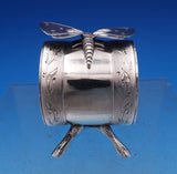 Koehler and Ritter CA Coin Silver Napkin Ring w/Twig Stand 3-D Moth Rare #7914