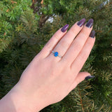 Platinum Australian Genuine Natural Black Opal and Diamond Ring Size 6.5 #J6546
