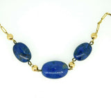 Art Deco Genuine Natural Sodalite Necklace with 9k Gold Paperclip Chain (#J5033)