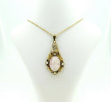 14k Yellow Gold Angel Skin Coral / Shell Cameo Lavaliere (#J4412)