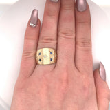 14k Yellow Gold Wide Heavy Sapphire and Diamond Band Ring (#J5438)