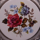 Grande Baroque by Wallace Silverplate Trivet Red Rose Blue Flowers #245 (#8806)