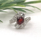 Edwardian Platinum 1.29ct Red Spinel and 1.75ct TW Mine Cut Diamond Ring #J7151