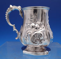 English Victorian Sterling Silver Baby Cup Repousse Flowers Birmingham (#7933)