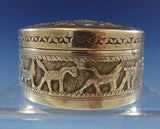 India .800 Silver Box Round with Circling Elephants and Other Animals (#2440)