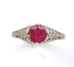 14k Gold Child's or Pinky .67ct Genuine Natural Ruby Filigree Ring Small #J6460