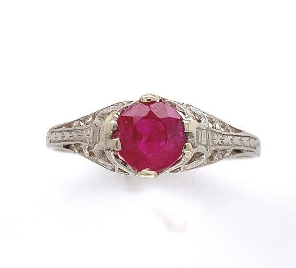 14k Gold Child's or Pinky .67ct Genuine Natural Ruby Filigree Ring Small #J6460