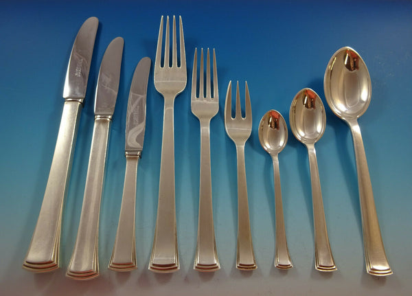 Kongo #32 by Evald Nielsen Danish 830 Silver Flatware Set Art Deco 78 Pcs Rare