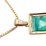 14k Yellow Gold 5.97 Carat Genuine Natural Emerald Pendant w/Diamonds GIA #J7590