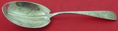 Brite-Cut by Unknown Sterling Silver Berry Spoon Japanesque Bowl 9 1/2"