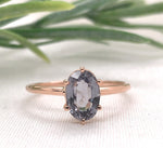 14k Rose Gold 1.76 Carat Grey Genuine Natural Spinel Solitaire Ring (#J7152)