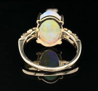 14k White Gold 3.97 Carat Australian Genuine Natural Opal Ring Size 7.25 #J6575