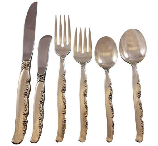 Flower Lane by Oneida Sterling Silver Flatware Set 8 Service 54 pieces