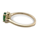 14k Gold 1.11ct Tsavorite Green Genuine Garnet and .14ct Diamond Ring (#J7114)