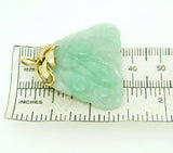 14k Yellow Gold Carved Jade Pendant with Leaves A Jadeite with Report (#J4593)