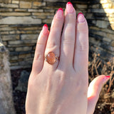 14k Rose Gold 7.22 Carat Oval Cabochon Cut Oregon Genuine Sunstone Ring (#J7536)