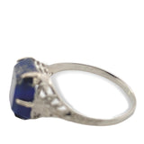 10k White Gold Genuine Natural Lapis Filigree Ring Size 7 Jewelry (#J7368)