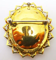 18k Hand Painted Portrait Pin / Pendant with Diamonds (#J3417)