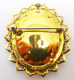 18k Hand Painted Portrait Pin / Pendant with Diamonds (#J3417)