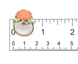 14k Gold Arts and Crafts Handwrought Genuine Natural Coral Cameo Ring  (#J7396)