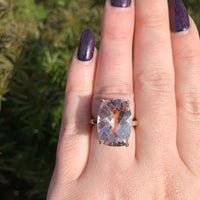 14k White Gold Large 10.85 Carat Genuine Natural Morganite Ring (#J6548)