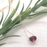 14k Yellow Gold Necklace with 1.80ct Genuine Natural Rhodolite Garnet (#J7602)