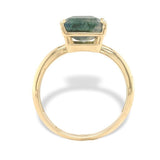 14k Yellow Gold 3 Carat Emerald Cut Moss Genuine Natural Agate Ring (#J7148)
