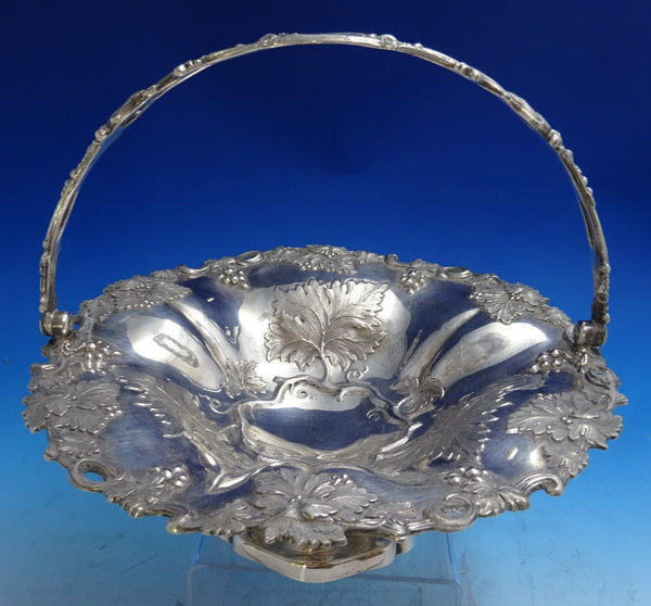 Henry Wilkinson English Victorian Sterling Silver Basket w/ Swing Handle (#8633)
