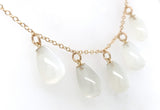 14k Gold Necklace with Five Genuine Natural Moonstone Briolette Drops (#J7600)