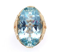14k Yellow Gold GIA 11.95 Carat Fine Genuine Natural Aquamarine Ring (#J6508)