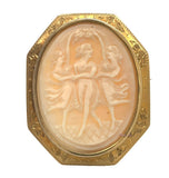 10k Shell Cameo Pin Pendant The Three Graces in Hand Engraved Frame (#J6889)