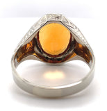 Art Deco 10k White Gold 6.90 Carat Genuine Natural Citrine Men's Ring (#J7493)