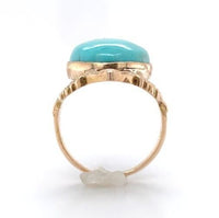 10k Yellow Gold 6.89 Carat Campito Genuine Natural Turquoise Ring  (#J6413)