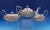 John Watson & Son English Georgian Sterling Silver Tea Set 3pc Floral (#8395)