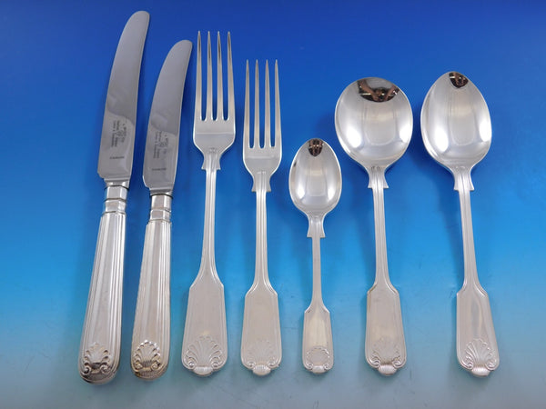 Fiddle Shell by Kenneth Bright English Silverplated Flatware Set Service 33 pcs