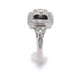 Vintage 14k White Gold Genuine Natural Diamond Ring w/Square Halo Design #J6453