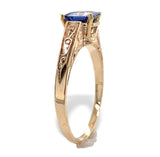 14k Yellow Gold 1.06 Carat Genuine Natural Ceylon Blue Sapphire Ring (#J7317)