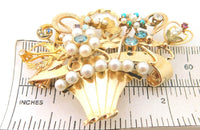 14K Gold Stick Pin Collection Brooch Basket with Zircon (#J644)